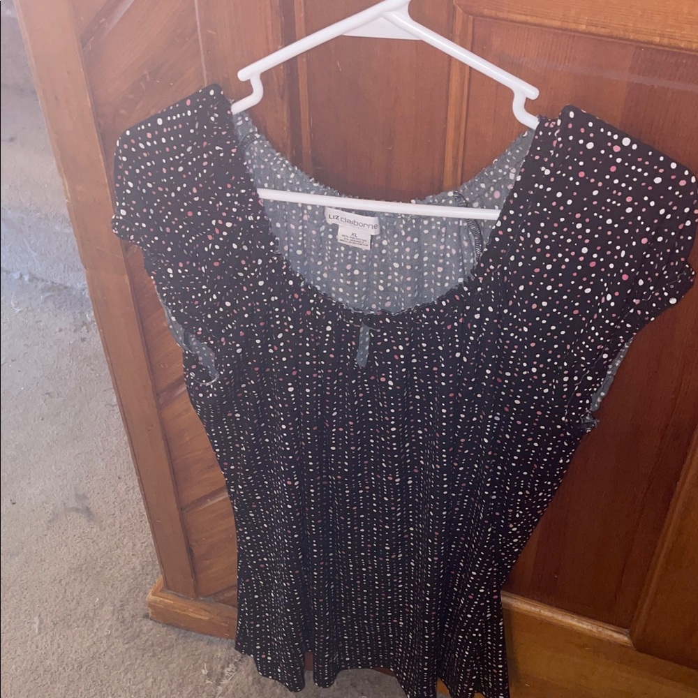 Black, Pink and White Polka Dot Women's Top